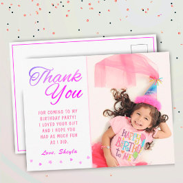 Cute Rosa Star Birthday Photo Tack Vykort