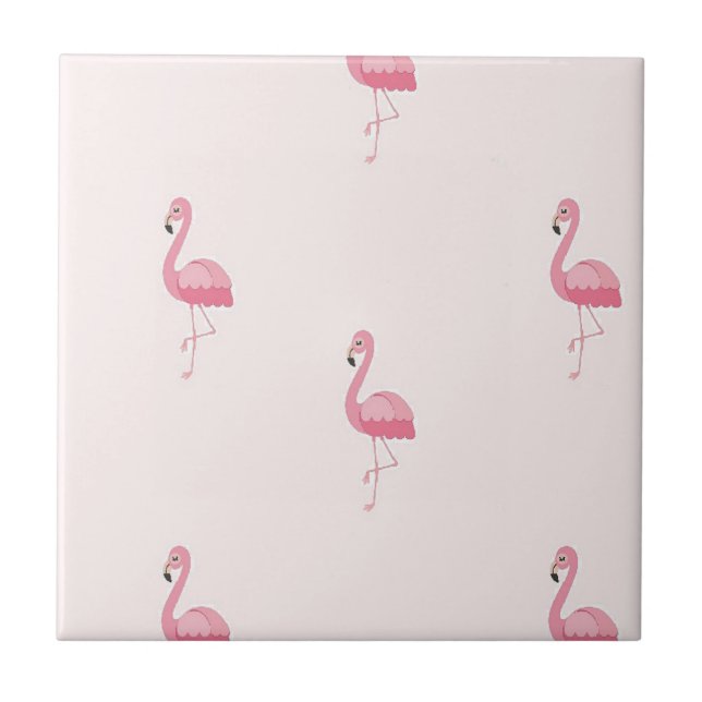 Cute rosa står flamingo kakelplatta (Framsidan)