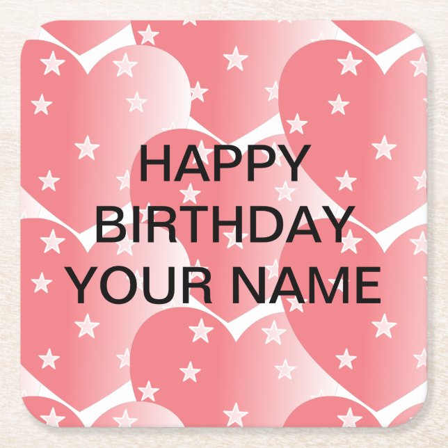 Cute Rosa Star Mönster Underlägg Papper Kvadrat (Framsidan)