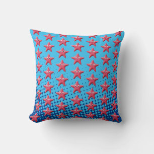 Cute Rosa Starfish Blue Ocean Kudde