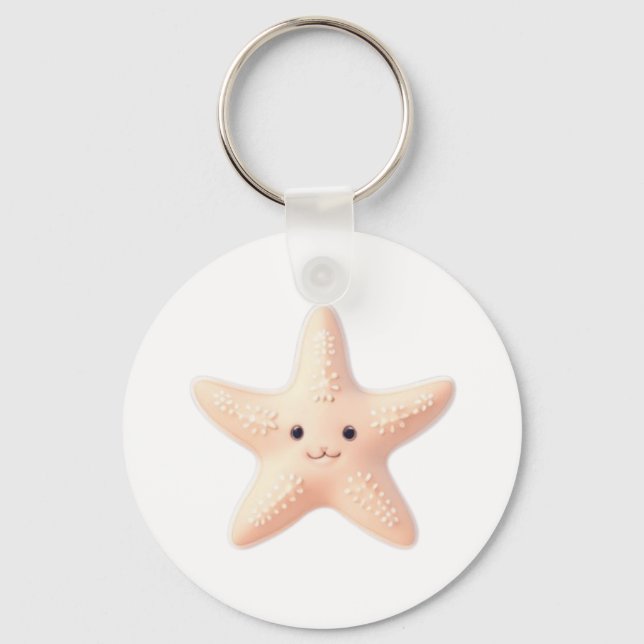 Cute Rosa Starfish Nyckelring (Framsida)