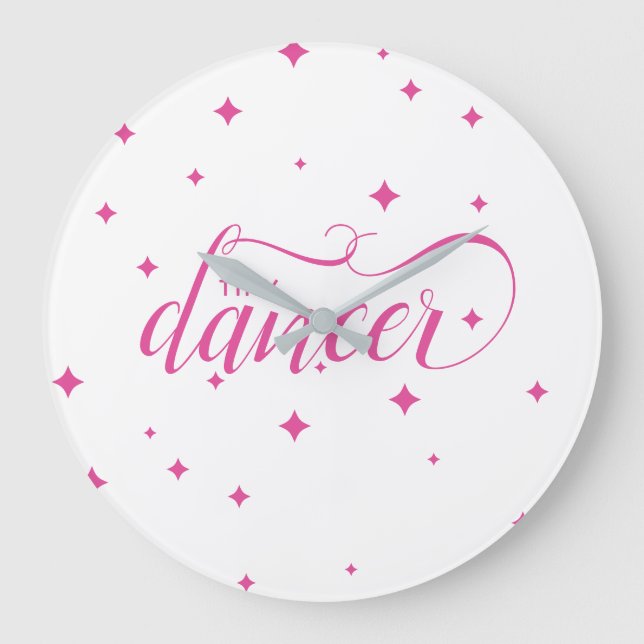 Cute Rosa Starry Tiny Dancer Stor Klocka (Framsida)