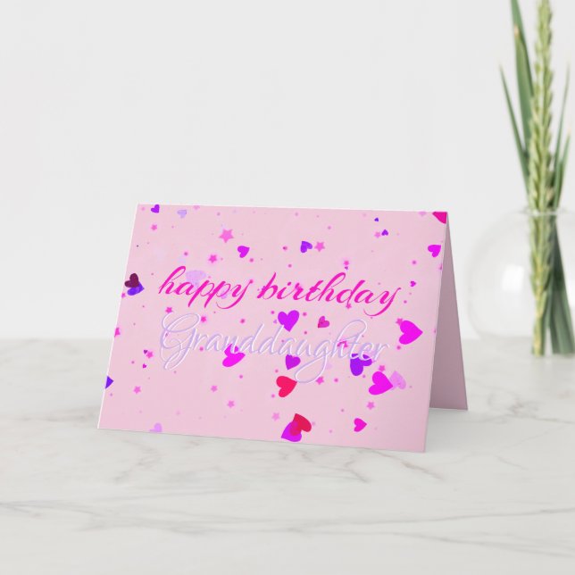 Cute Rosa Stars Granddotter Birday Card Kort (Framsida)