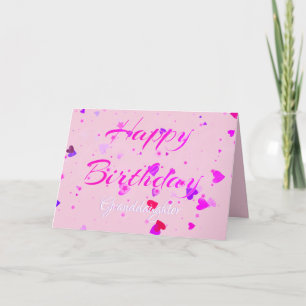 Cute Rosa Stars Granddotter Birday Card Kort