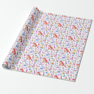 Cute Rosa Stars Namn Personlig Unicorn Birday Presentpapper