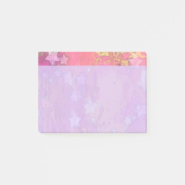 Cute Rosa Stars Post it® Notes Post-it Block (Framsida)