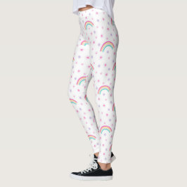 Cute Rosa Stars Rainbow Womens Leggings