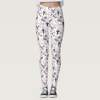 Cute Rosa Stethoscope Nurse | Doktor EKG Mönster Leggings