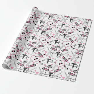 Cute Rosa Stethoscope Nurse| Doktor EKG Mönster Presentpapper