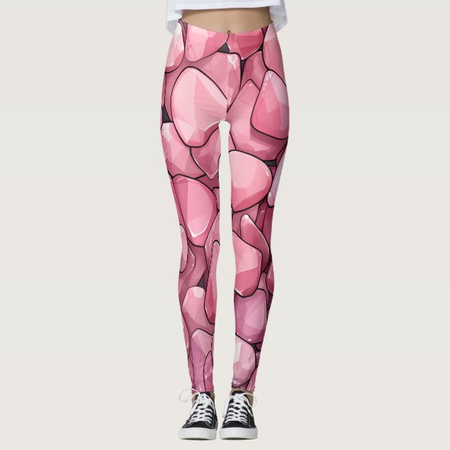 Cute Rosa Stone Mönster Leggings (Framsida)