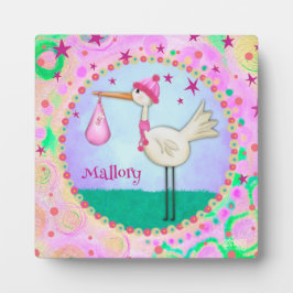 Cute Rosa Stork Inspiritivity Personlig Plaque