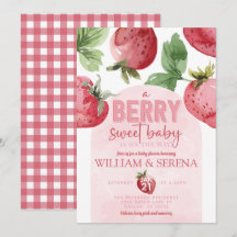 Cute Rosa Strawberry Berry Sweet Baby Shower