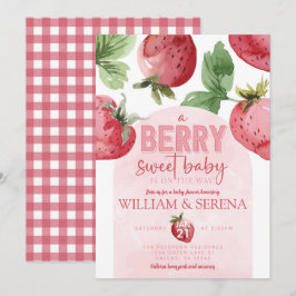 Cute Rosa Strawberry Berry Sweet Baby Shower Inbjudningar