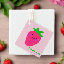 Cute Rosa Strawberry Födelsedagsfest Tack