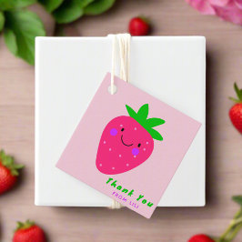 Cute Rosa Strawberry Födelsedagsfest Tack Gåvor Etiketter