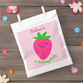 Cute Rosa Strawberry Girl 1st Birthday Party