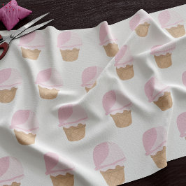 Cute Rosa Strawberry Ice Cream Cone Mönster Fabric Tyg