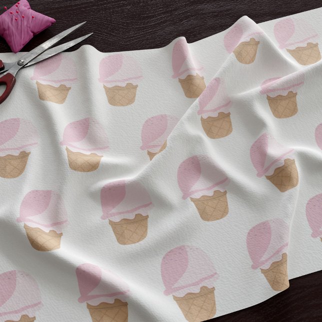 Cute Rosa Strawberry Ice Cream Mönster Fabric Tyg (Cute and summery pink ice cream pattern fabric just for you)