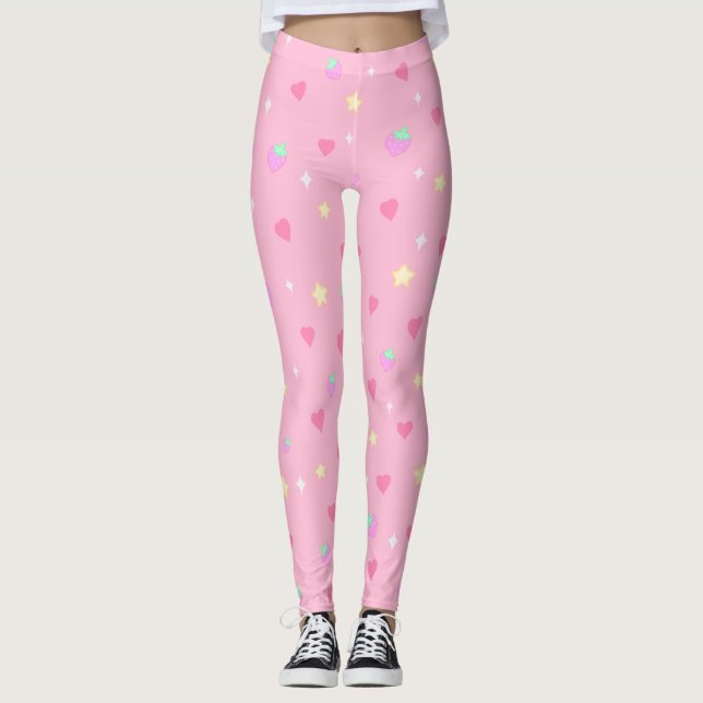 Cute Rosa Strawberry Leggings (Framsida)