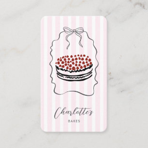 Cute Rosa Streck Ribbon Baker Pastry Chef Busi Visitkort