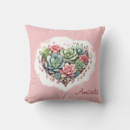 Cute Rosa Succult Heart Valentines day Kudde