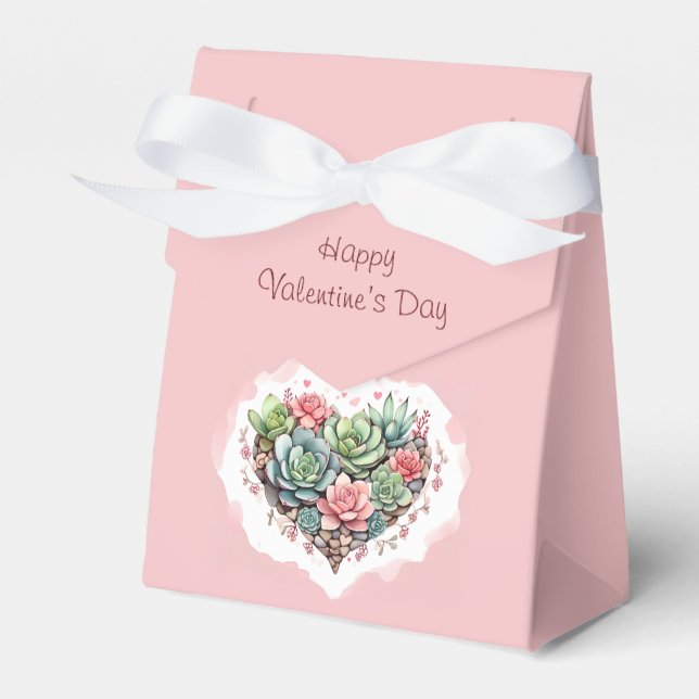 Cute Rosa Succult Heart Valentines day Presentaskar (Framsidan Sidan)