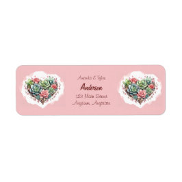 Cute Rosa Succult Heart Valentines day Returadress Etikett