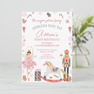 Cute Rosa Sugar Plum Fairy Nutcracker Birthday Inbjudningar