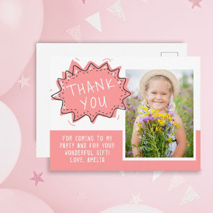 Cute Rosa Tal Cloud Birthday Tack foto Vykort