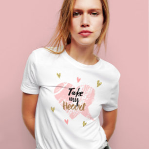 Cute rosa tar min hjärtegåva alla hjärtans dag äls t shirt