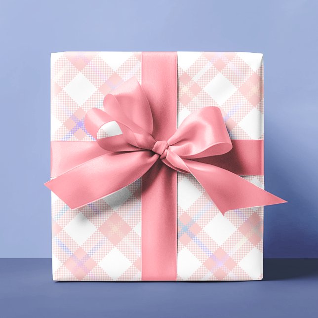 Cute  Rosa Tartan Play Personlig Presentpapper (Cute Blush Pink Tartan Plaid Personalized Wrapping Paper
)