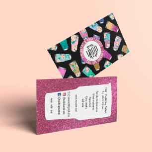Cute Rosa Teal Blommigt Glitter Tumbler Crafter Lo Visitkort