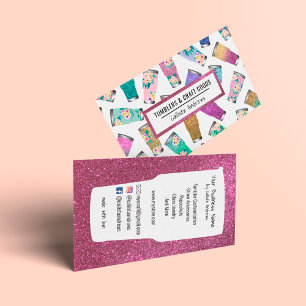 Cute Rosa Teal Blommigt Glitter Tumbler Crafter Visitkort