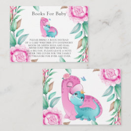 Cute Rosa Teal Dinosaurs Peony Bokar för Baby Visitkort