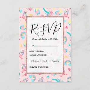 Cute Rosa Teal Unicorn Rainbow Blommigt Stars Tilläggskort