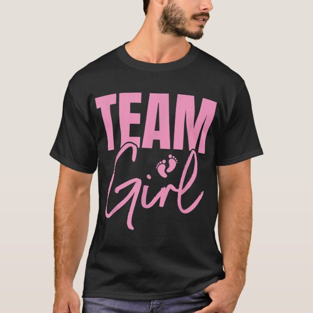 Cute Rosa Team Girl Girl gender avslöjar party Ide T Shirt (Framsida)