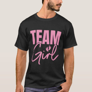 Cute Rosa Team Girl Girl Gender Reveal Party Idea  T Shirt