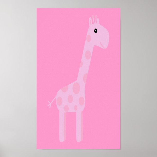 Cute Rosa Tecknad Giraffe Anpassade Poster (Framsidan)