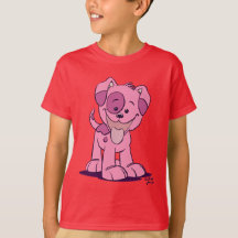 Cute Rosa Tecknad Puppy Barn T-shirt