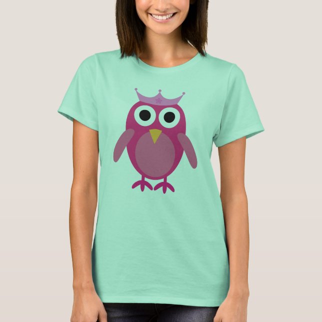 Cute Rosa Tecknad Uggla Princess Tee (Framsida)