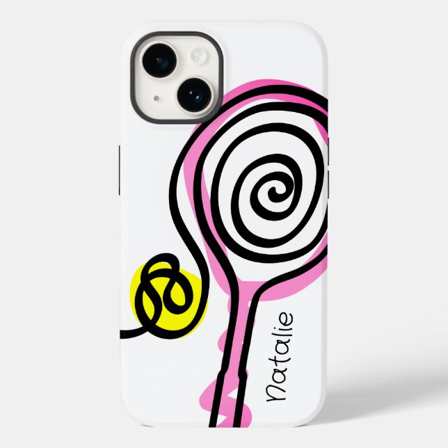 Cute rosa tennis racket Fodral-Mate iPhone 14 Fodr (Baksida)