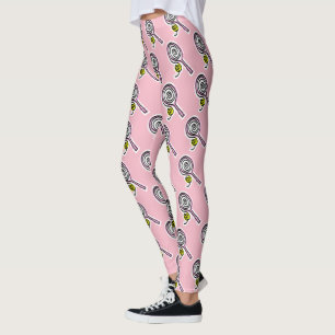 Cute rosa tennis racket och boll mönster leggings