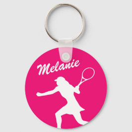 Cute rosa tennis silhouette-nyckelkedja för flicka nyckelring