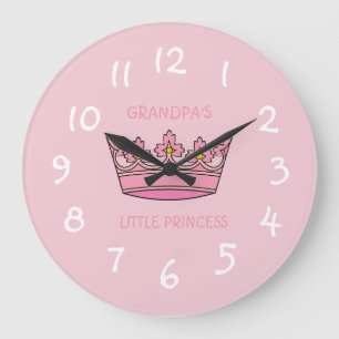 Cute Rosa Tiara Grandpa's Little Princess Child's Stor Klocka