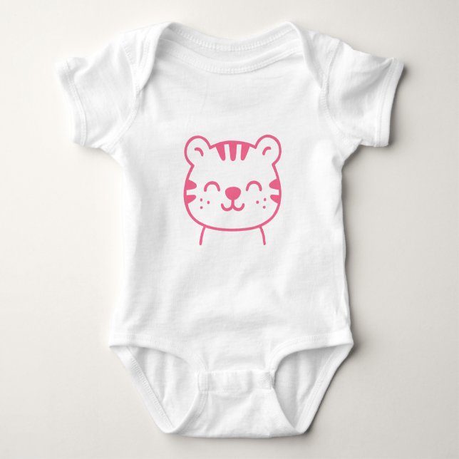 Cute Rosa Tiger Flicka Bodykostym T Shirt (Framsida)