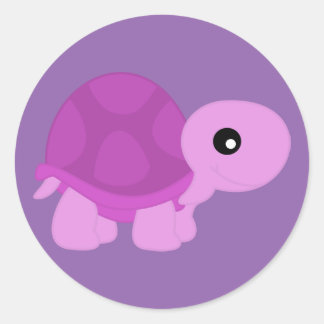 Cute Rosa Tortoise Runt Klistermärke