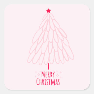 Cute Rosa Träd Modern God jul Fyrkantigt Klistermärke