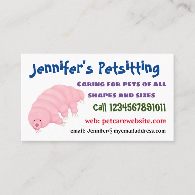 Cute rosa trade vatten björn tecknad visitkort (Framsida)