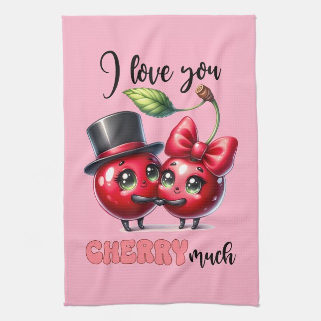 Cute Rosa Trendig Red Cherry par Kökshandduk (Vertikal)