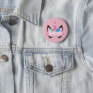 Cute Rosa Tro på Unicorns Magic Blommigt Knapp